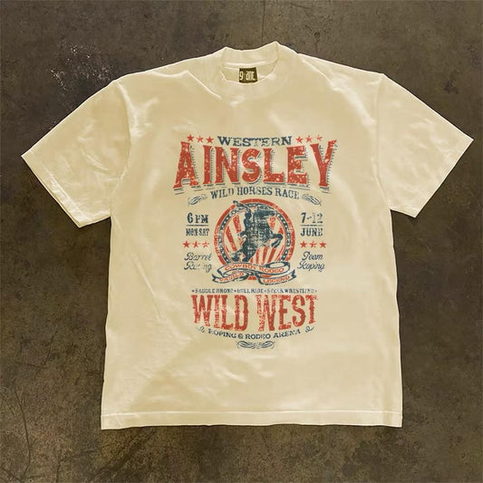 Kaos Grafis Vintage Retro Y2K Koboi Western – Desain Rodeo Retro Wild West Unik