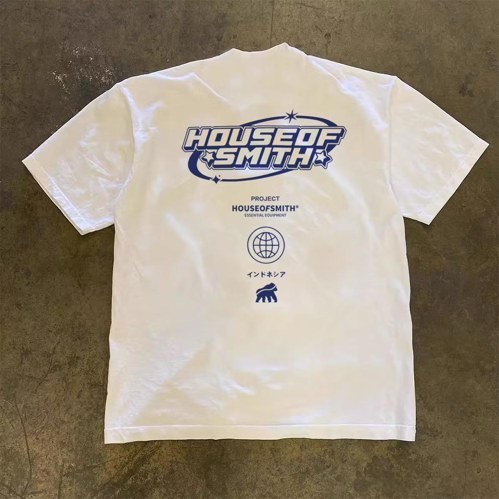 Kaos Baju Grafis Streetwear House of Smith – Desain Logo Futuristik Minimalis Navy Blue