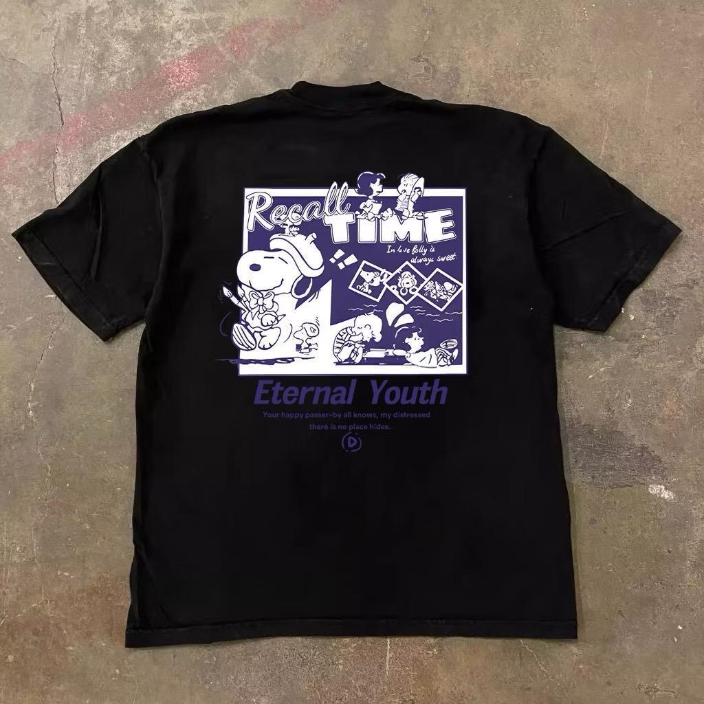KAOS KOREA STYLE T-SHIRT BIRU SNOPPY KAOS WANITA HITAM KAOS PRIA DAN WANITA KAOS COTTON COMBED