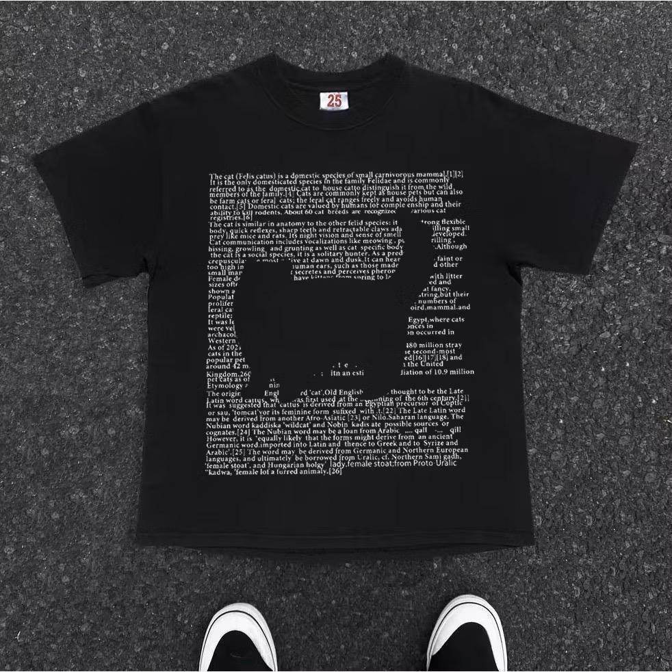 KAOS AMERICAN RETRO STYLE LENGAN PENDEK KAOS KUCING SASTRA KAOS WANITA PUTIH KAOS PRIA TERBARU KAOS COTTON COMBED 30S
