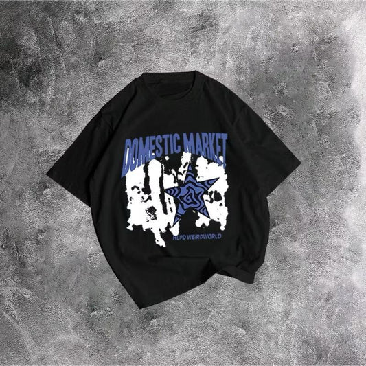 Kaos Atasan Distro Domestic Market Kaos Hitam Putih Anak Kaos Anak Laki laki dan Baju Anak Perempuan Kaos Katun Combed Gaya Korea Style