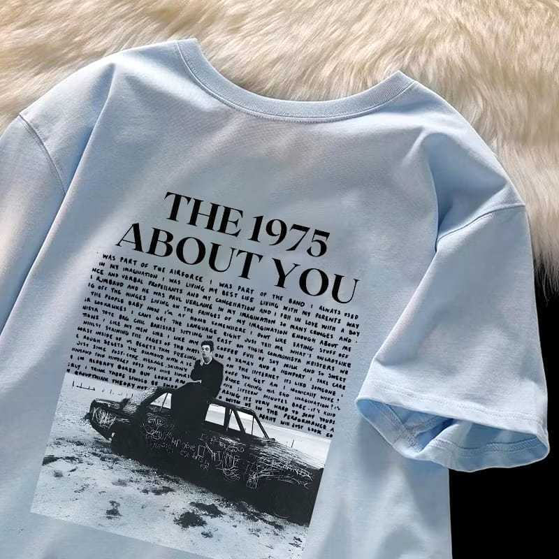TSHIRT LENGAN PENDEK KAOS THE 1975 ABOUT YOU KATUN MURNI RETRO STYLE WANITA TOP KAOS COTTON COMBED