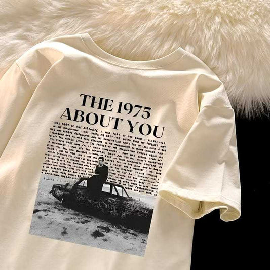 TSHIRT LENGAN PENDEK KAOS THE 1975 ABOUT YOU KATUN MURNI RETRO STYLE WANITA TOP KAOS COTTON COMBED