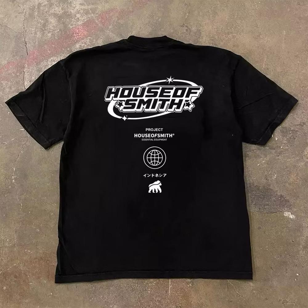 Kaos Baju Grafis Streetwear House of Smith – Desain Logo Futuristik Minimalis Navy Blue