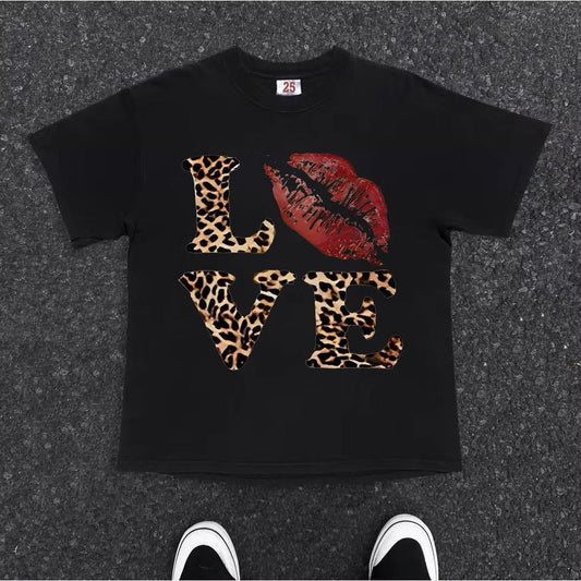 KAOS AMERICAN RETRO STYLE LENGAN PENDEK KAOS MACAN TUTUL LOVE  KAOS WANITA PUTIH KAOS PRIA TERBARU KAOS COTTON COMBED 30S