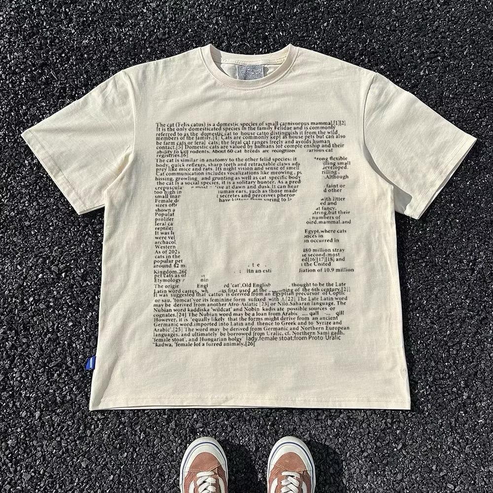 KAOS AMERICAN RETRO STYLE LENGAN PENDEK KAOS KUCING SASTRA KAOS WANITA PUTIH KAOS PRIA TERBARU KAOS COTTON COMBED 30S