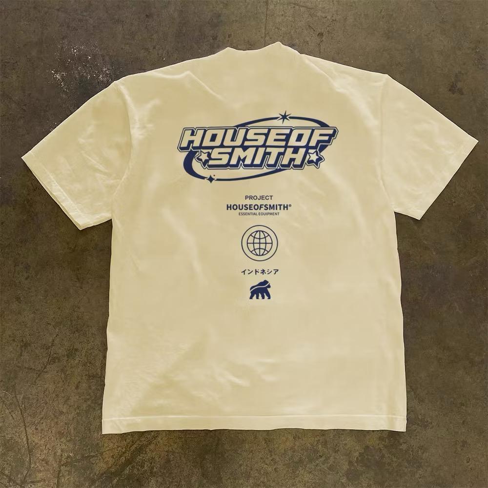 Kaos Baju Grafis Streetwear House of Smith – Desain Logo Futuristik Minimalis Navy Blue
